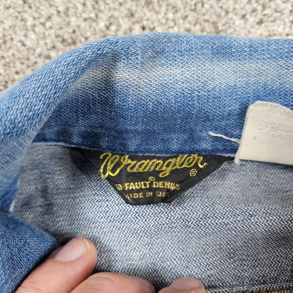 Vintage Wrangler Jacket Mens Small 126NV No Fault Denim Jean 1970s Distress USA - Picture 5 of 12